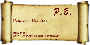 Papszt Balázs névjegykártya